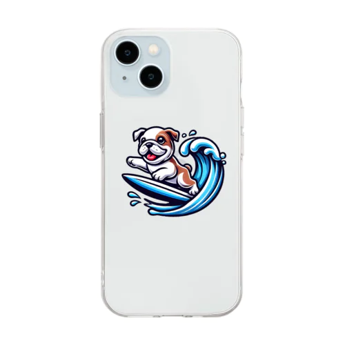 波乗りブルド Soft Clear Smartphone Case