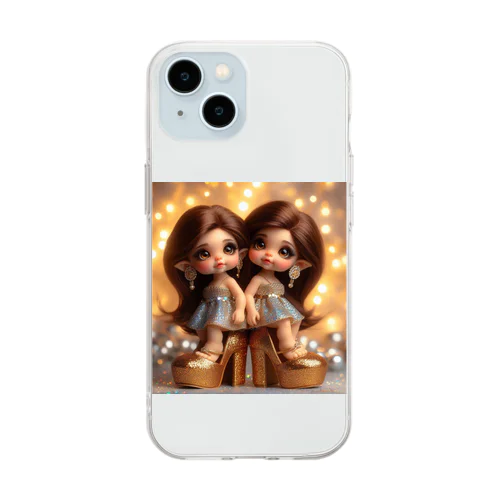 双子の可愛い女の子💍 Soft Clear Smartphone Case