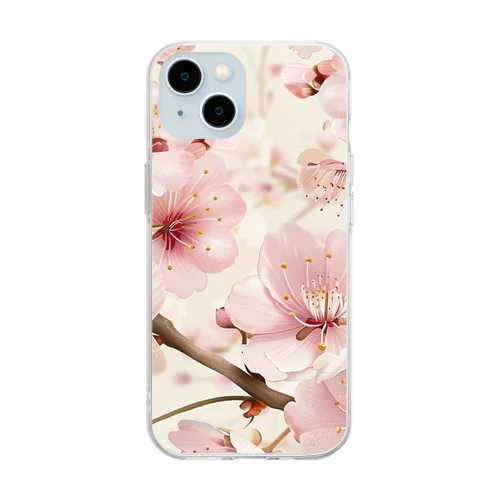 淡いピンクの桜の花4 Soft Clear Smartphone Case