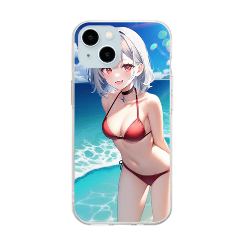 緋莉　水着 Soft Clear Smartphone Case