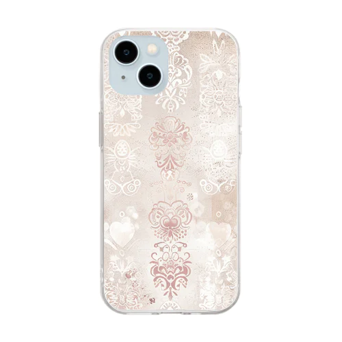 紋章　ベージュ　綺麗 Soft Clear Smartphone Case