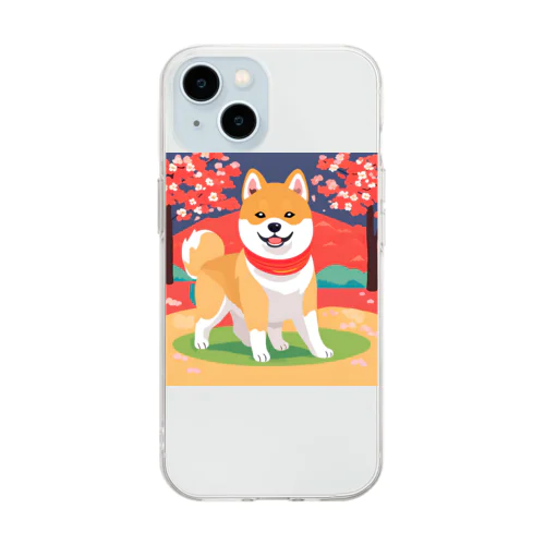 日本の守り手秋田犬 Soft Clear Smartphone Case