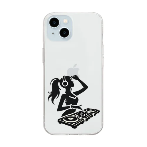 ハッピーガール DJ シルエットver. Soft Clear Smartphone Case