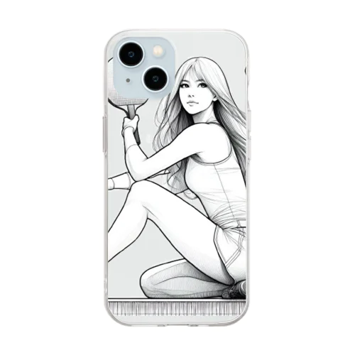女子卓球選手 Soft Clear Smartphone Case