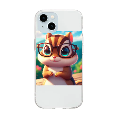 メガネしまりす Soft Clear Smartphone Case