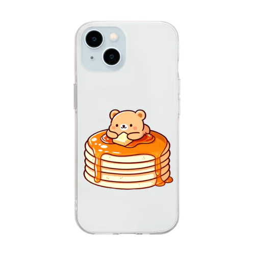 ホットケーキとクマさん Soft Clear Smartphone Case