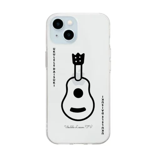 ウクレレ大好きジョーカー風／ブラック Soft Clear Smartphone Case