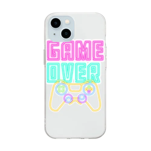 「ゲームオーバー」ネオンサインデザイン Soft Clear Smartphone Case