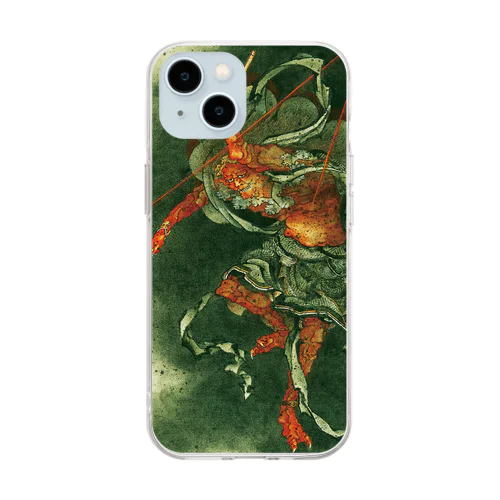 葛飾北斎「雷神図」スマホケース Soft Clear Smartphone Case