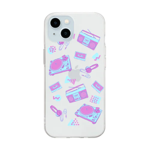 My favorite music items (neon) Soft Clear Smartphone Case
