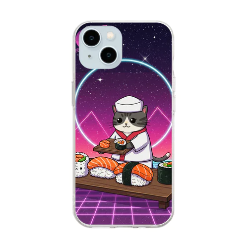 Sushi Chef Cat | Neon Cat Universe Soft Clear Smartphone Case