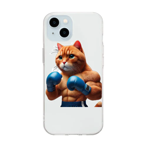 🔥 最強ニャンコボクサー - MUSCLE CAT CHAMPION 🔥 Soft Clear Smartphone Case
