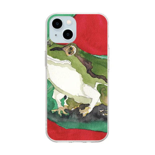 ニホンガエルくん。 Soft Clear Smartphone Case