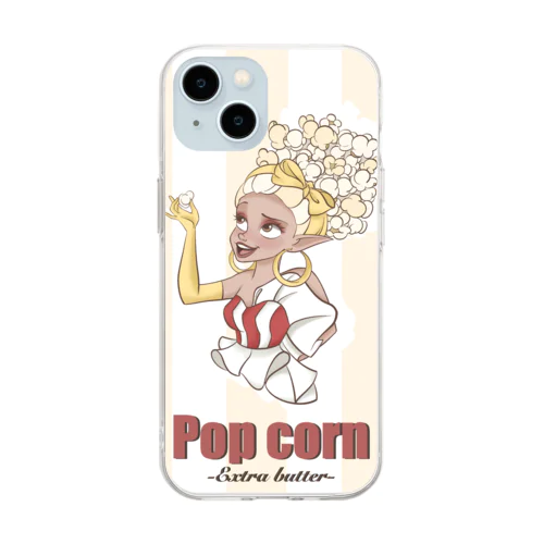 popcorn（イエロー） Soft Clear Smartphone Case
