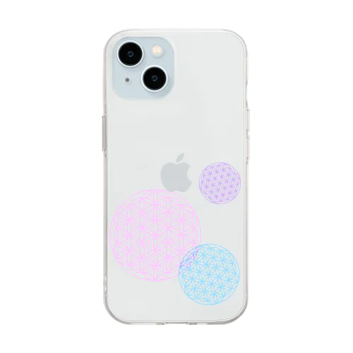 フラワーオブライフ【幸運、運気アップ】iPhoneケース かわいい人気パステルカラー Soft Clear Smartphone Case