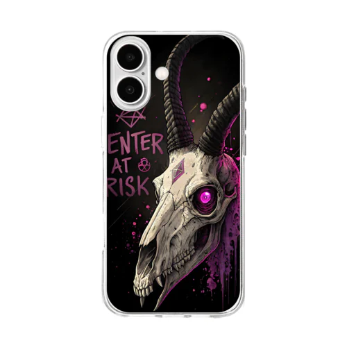 ダークスカルTシャツ Soft Clear Smartphone Case