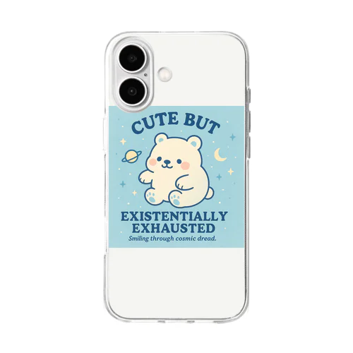 CUTE BUT EXISTENTIALLY EXHAUSTED – ゆるしろくま宇宙 Soft Clear Smartphone Case