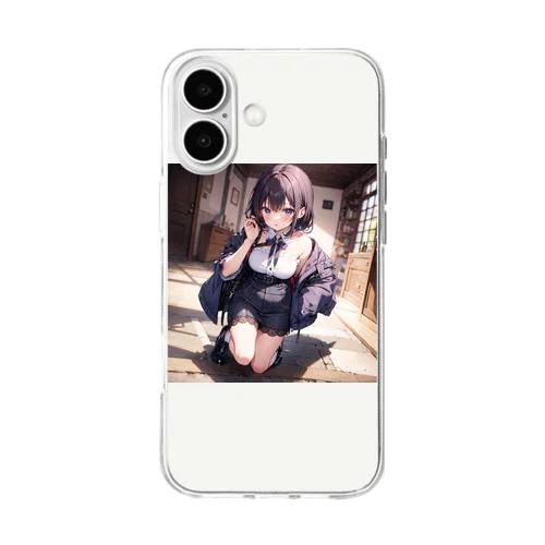 00181-Anime girl with purple hair and blue eyes Soft Clear Smartphone Case