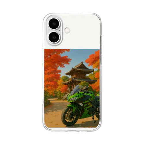 ご当地バイク旅　京都編　(フルカウル・green) Soft Clear Smartphone Case
