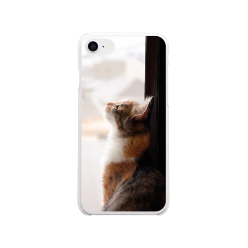 うえ向いたねこ Soft Clear Smartphone Case