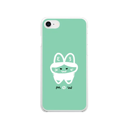 ハチワレネコmow（青緑）スマホケース Soft Clear Smartphone Case