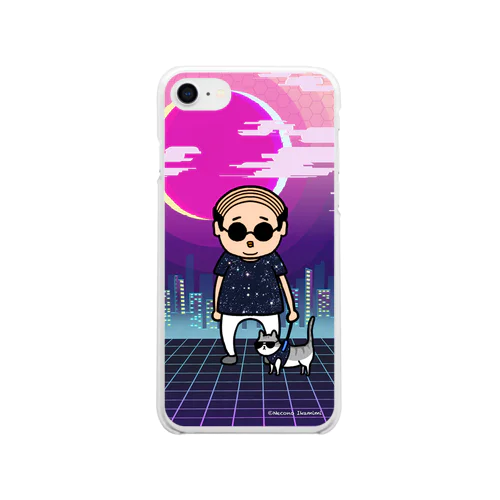 A man who loves cats even in the cyber town Soft Clear Smartphone Case