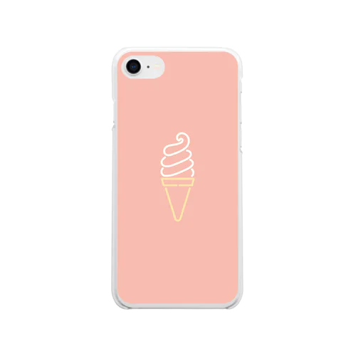 ソフトクリーム（coral pink small） Soft Clear Smartphone Case