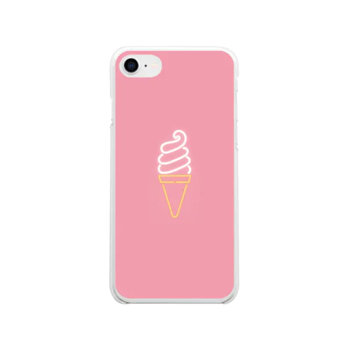 ソフトクリーム（neon pink small） Soft Clear Smartphone Case