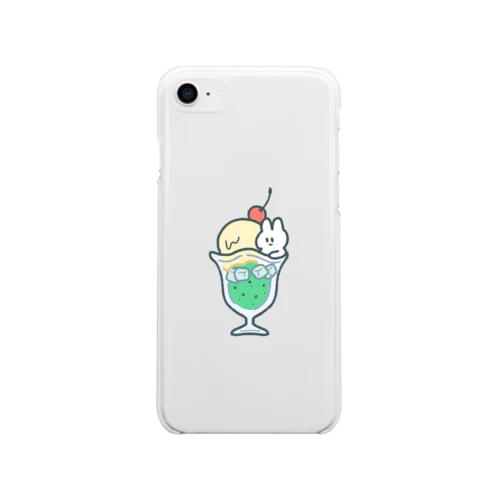 クリームソーダうさちゃん （緑） Soft Clear Smartphone Case