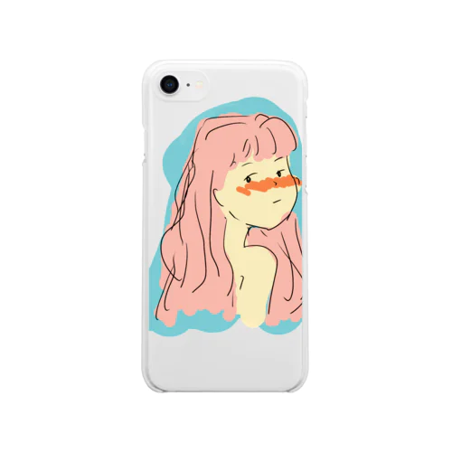 赤面の女の子 Soft Clear Smartphone Case