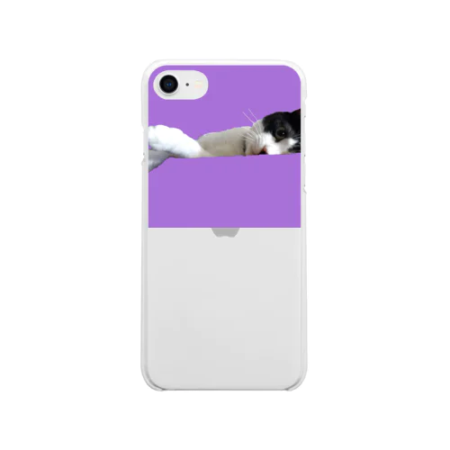 横たわりはちわれ猫 Soft Clear Smartphone Case