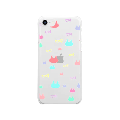 ねことおさかな(カラフル) Soft Clear Smartphone Case