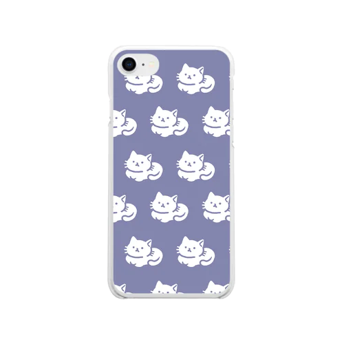 ねこ座（淡いしぶむらさき系） Soft Clear Smartphone Case