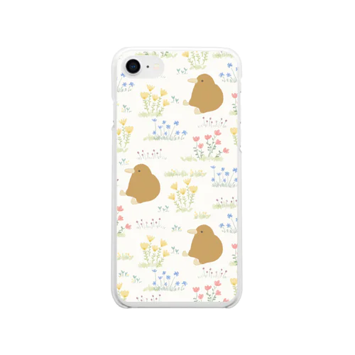 お花畑とキーウィ Soft Clear Smartphone Case