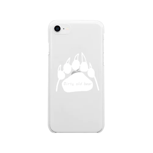 Dirty old bear(足跡白・中抜き) Soft Clear Smartphone Case