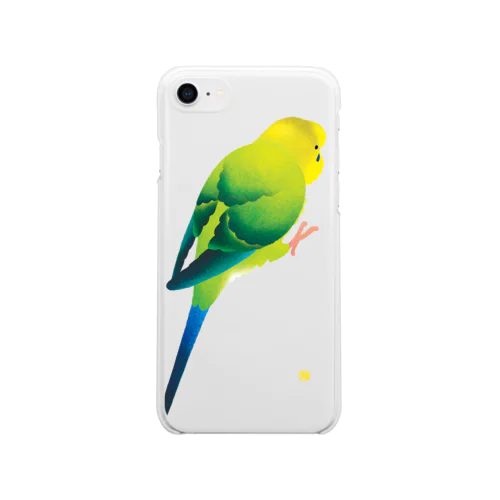 iPhoneXまでクリアしがみつきインコ 黄 ソフトクリアスマホケース