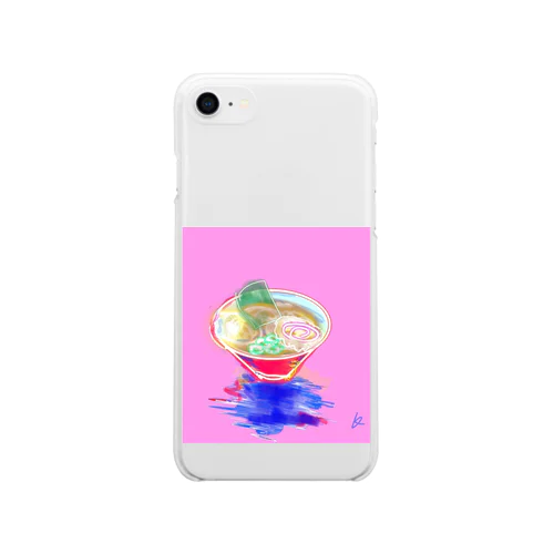 ネオンラーメンピンク Soft Clear Smartphone Case