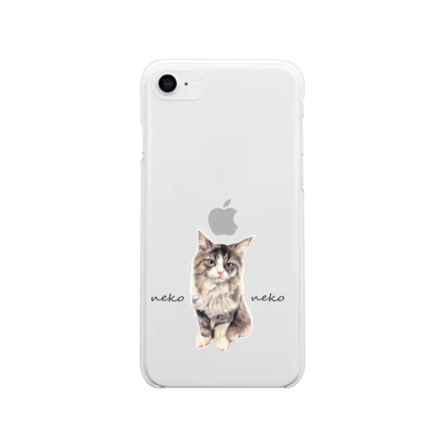 パステル💗ねこねこ　ミントちゃん Soft Clear Smartphone Case