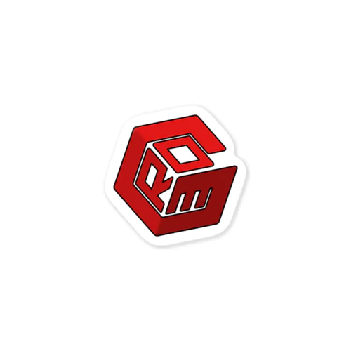 GROM(グロム)立方体風ロゴ(陰影赤) Sticker