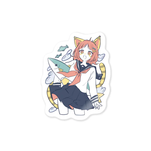 魚とケモ耳女子 Sticker