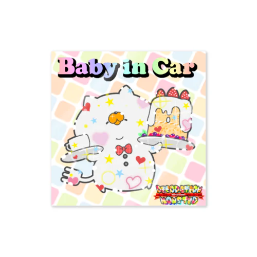 【Baby in Car】デコモン【かふぇねこ】 Sticker