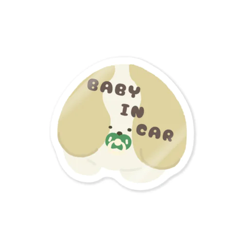 BABY IN CAR ほわほわしっぽのシーズー Sticker