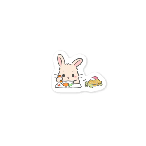 うさぎとかめ　真剣な眼差し Sticker