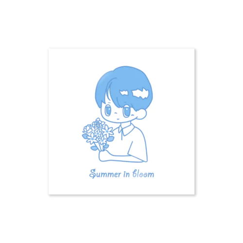 summer in bloom (blue) Sticker
