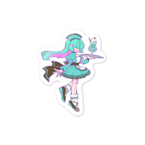 メカクレチョコミントさんとメロンクリームソーダ Sticker