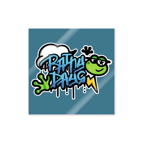 Rainy days🐸(背景色有り) Sticker