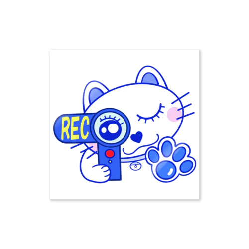 キャット/ブルー/猫/REC Sticker