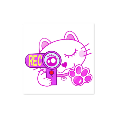 キャット/ピンク/猫/録画中？ Sticker