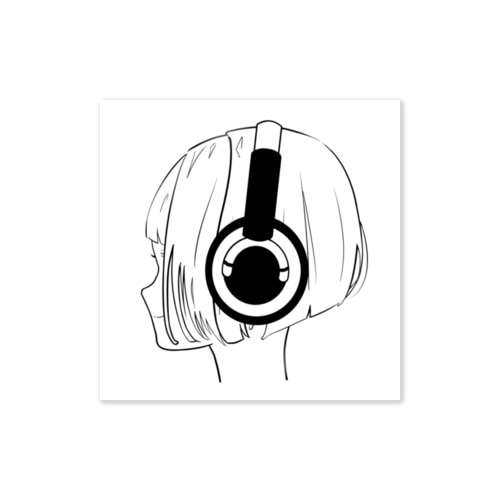 ショートヘッドホンガール Sticker