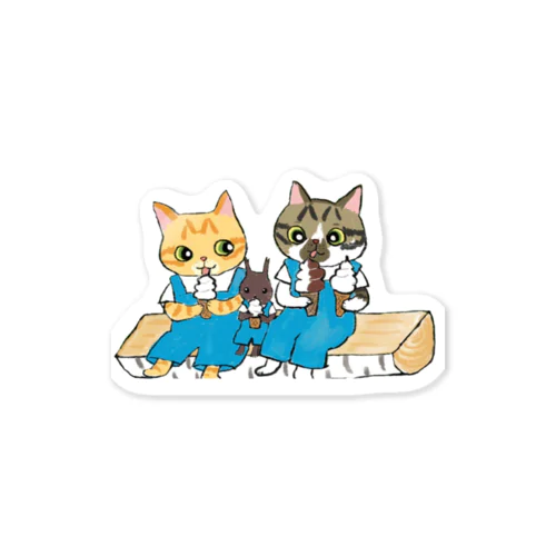 ネコとリスとアイスクリーム Sticker